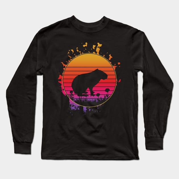 Calm capybara Enthusiasts animals aesthetic Long Sleeve T-Shirt by greatnessprint